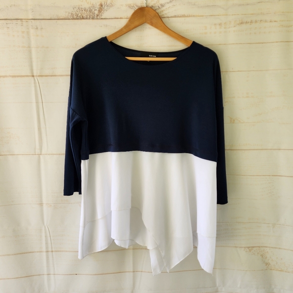 Sun Kim Colorblock Blouse Size XS - Picture 1 of 8